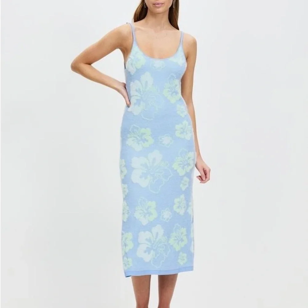 House Of Sunny Blue Crush Knit Midi Slip Dress